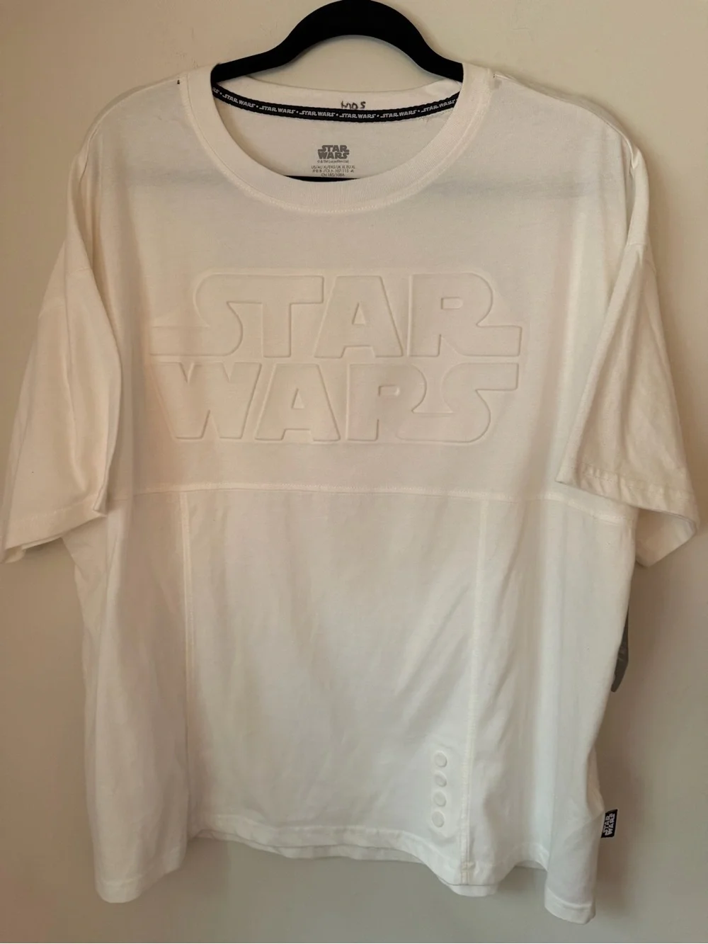 Disney Star Wars Womens XL White Embossed Logo Graphic Tee NWT Lucasfilm Shirt
